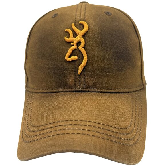 Browning Dura-Wax Solid Baseball Cap 308412881 Brown & Loop Closure 3-D Buckmark - Picture 1 of 11